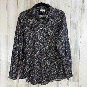 Ann Mashburn Shirt XL Corduroy Floral Button Down Popover